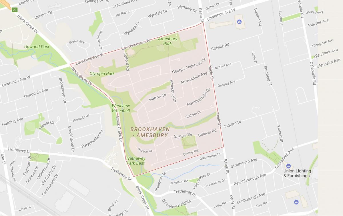 Peta Amesbury kejiranan Toronto