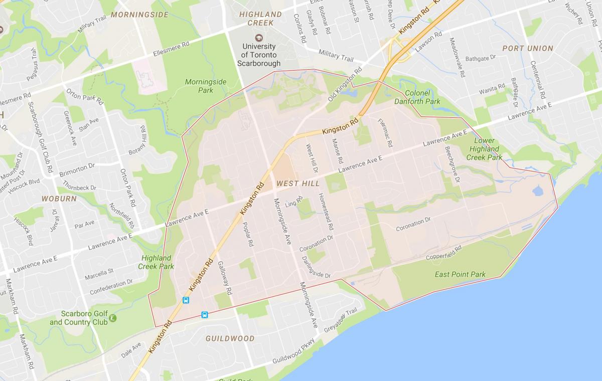 Peta Barat Bukit kawasan kejiranan Toronto