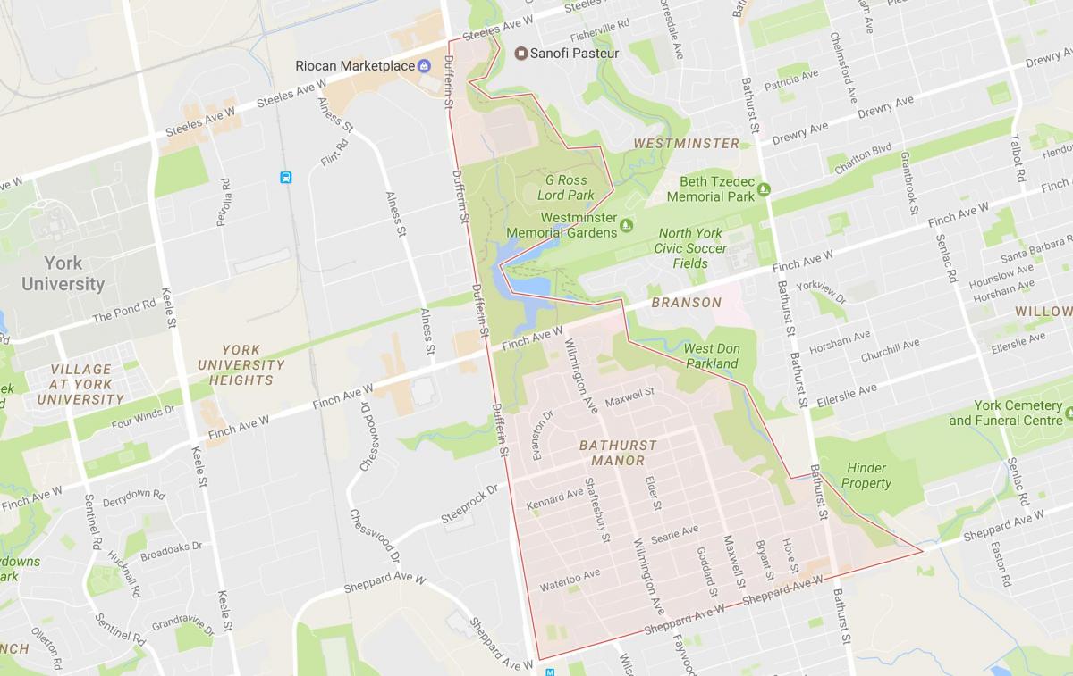 Peta Bathurst Manor kejiranan Toronto