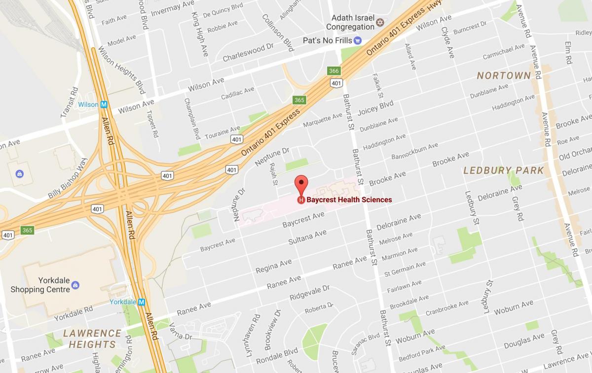 Peta Baycrest Sains Kesihatan Toronto