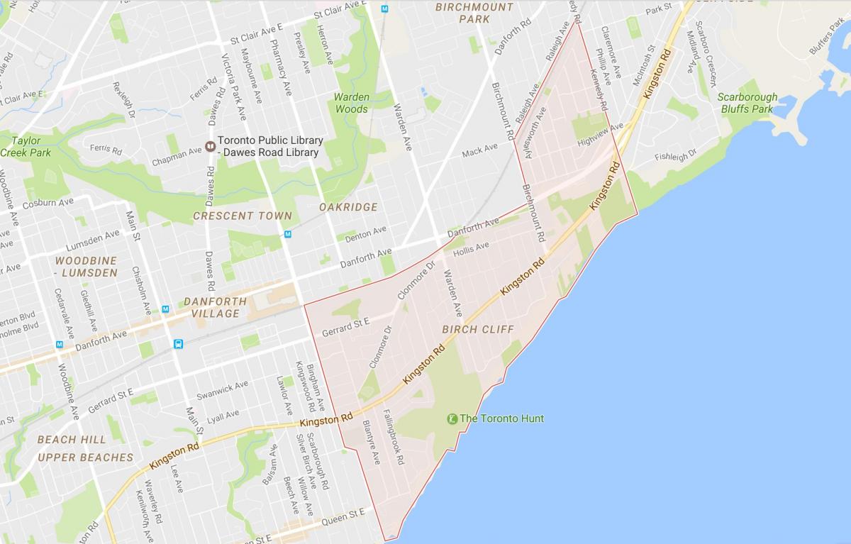Peta Birch Tebing kejiranan Toronto