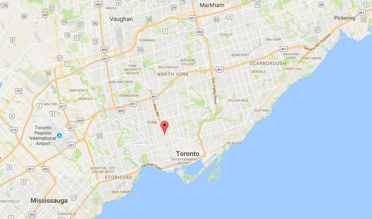 Peta Bracondale Hill distrik Toronto