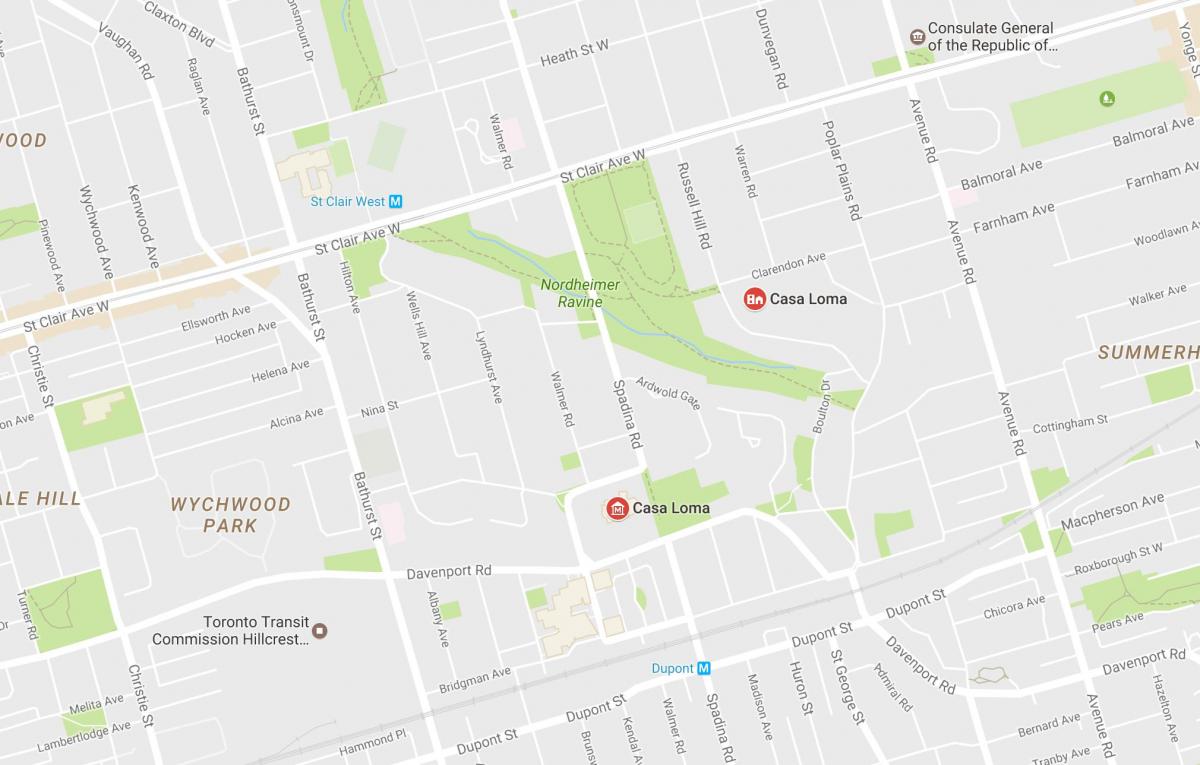 Peta Casa Loma kejiranan Toronto