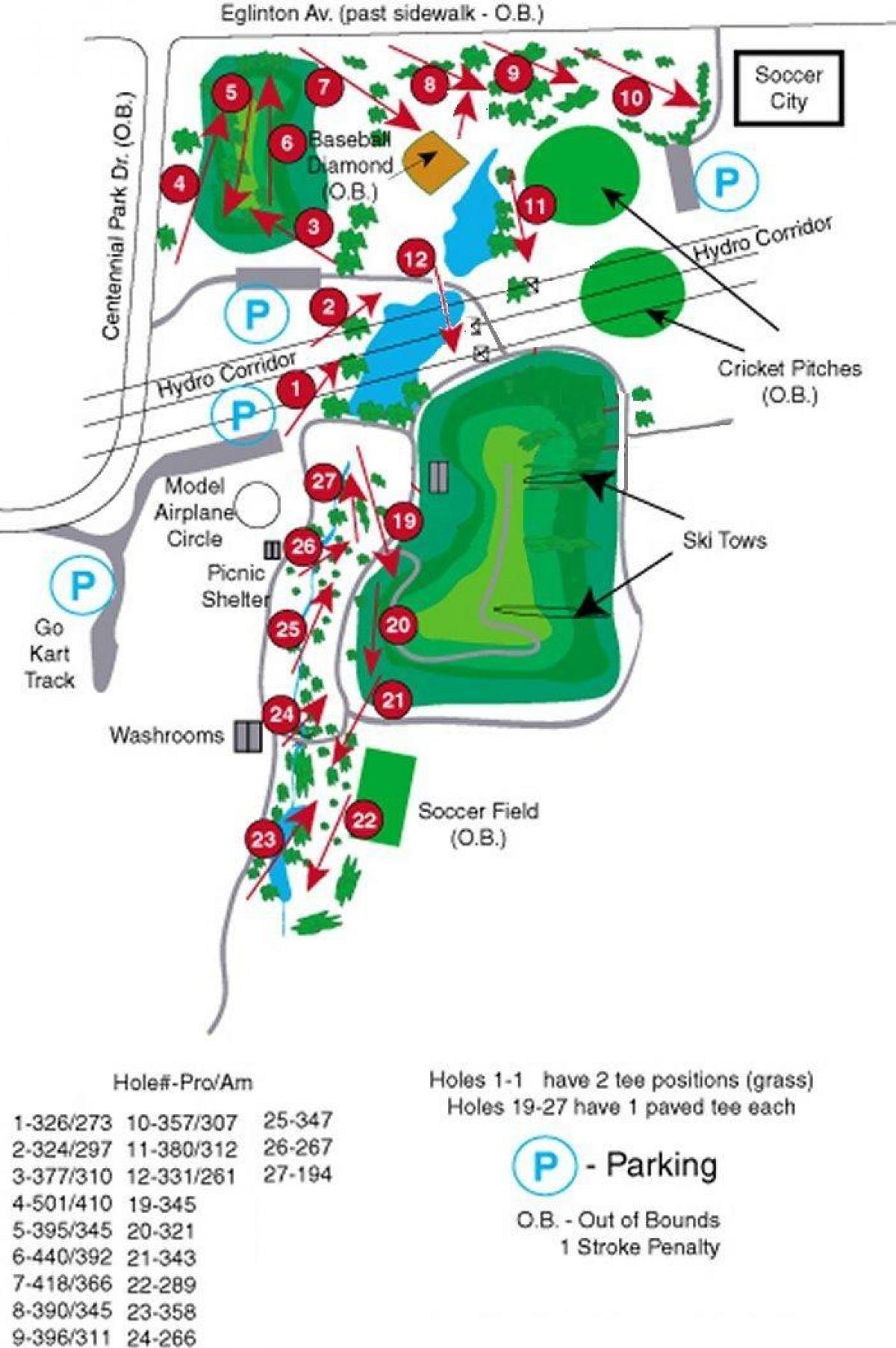 Peta Taman Centennial kursus golf Toronto