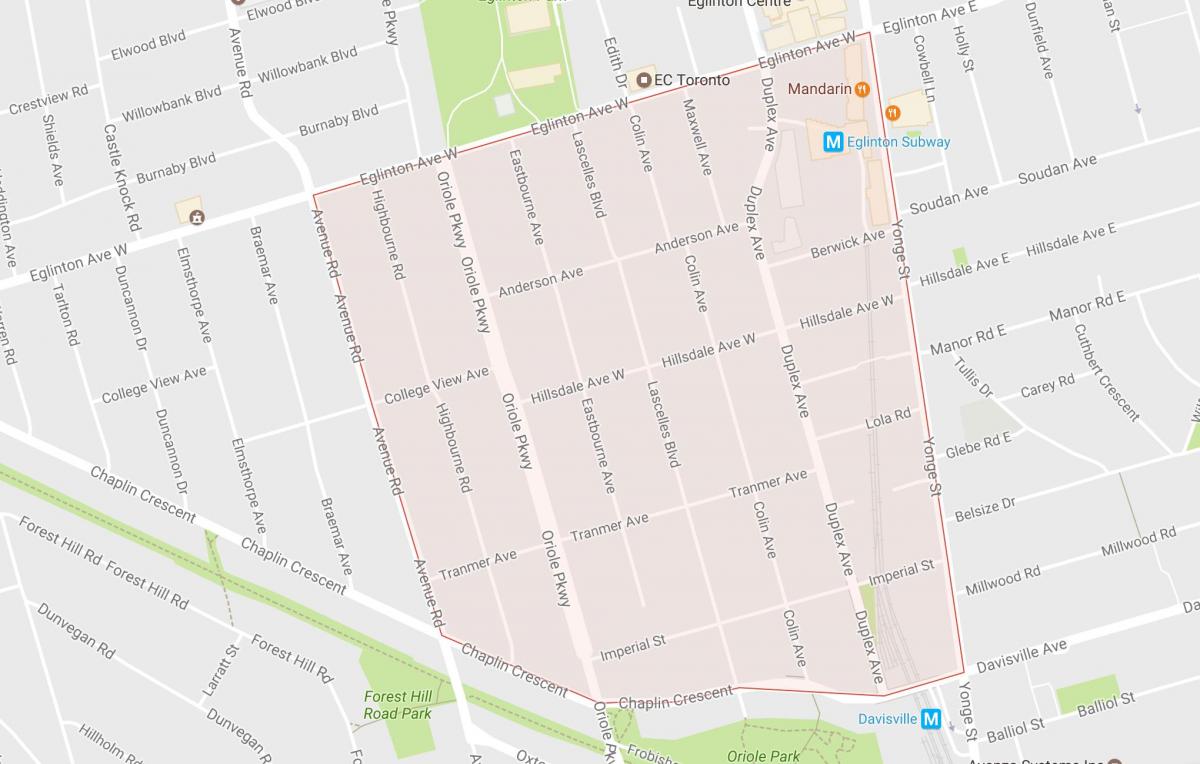 Peta daripada Chaplin Kawasan kejiranan Toronto