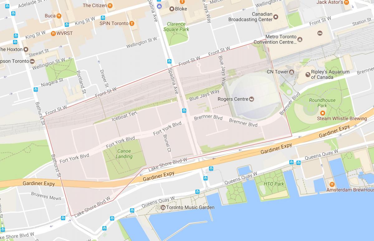 Peta CityPlace kejiranan Toronto