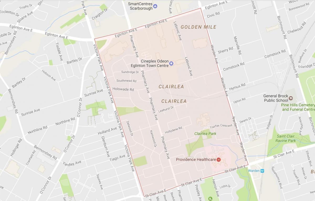 Peta Clairlea kejiranan Toronto