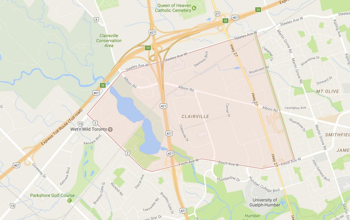 Peta Clairville kejiranan Toronto