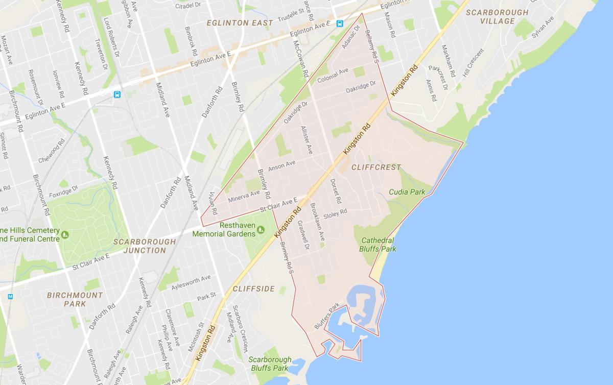 Peta Cliffcrest kejiranan Toronto