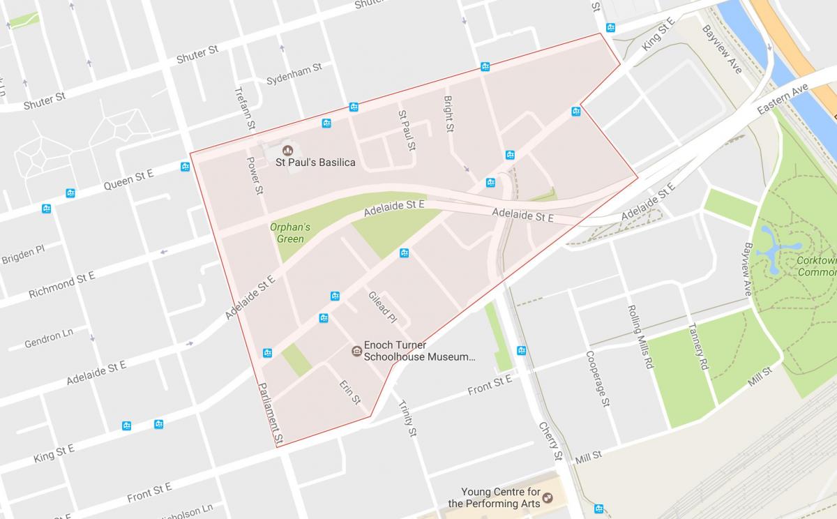 Peta Corktown kejiranan Toronto
