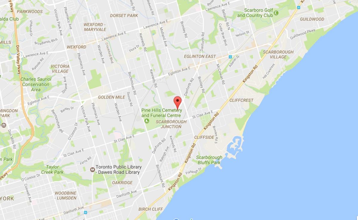 Peta Danforth jalan Toronto