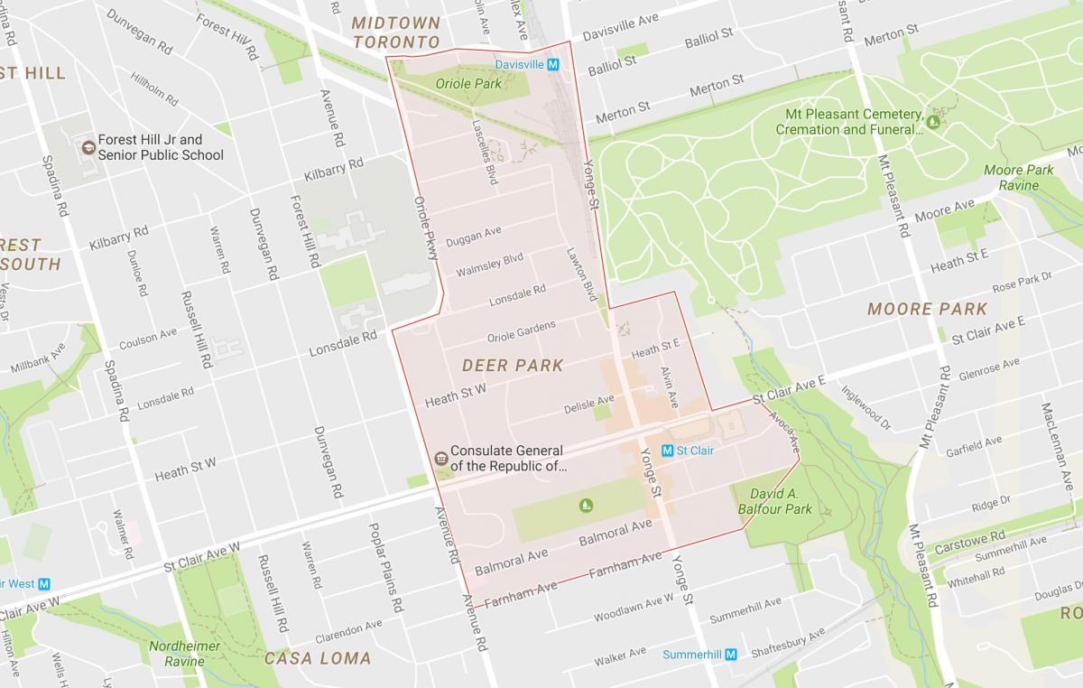 Peta Taman Rusa kejiranan Toronto