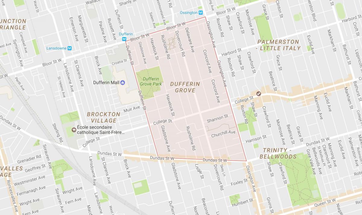 Peta Dufferin Grove kejiranan Toronto