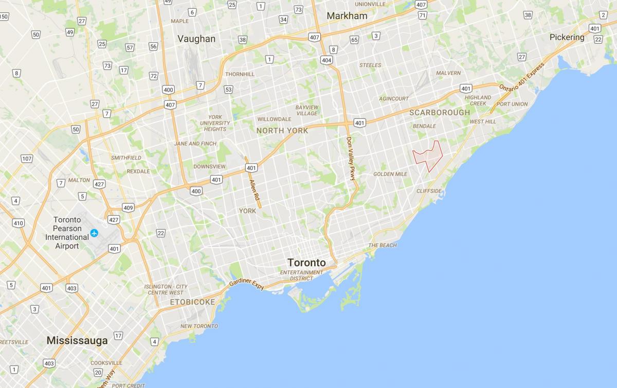 Peta Eglinton daerah Timur Toronto