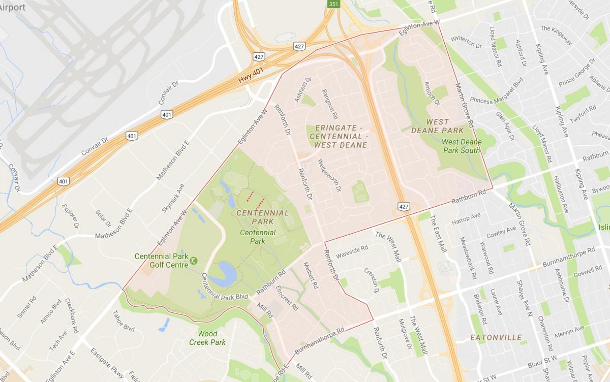 Peta Eringate kejiranan Toronto