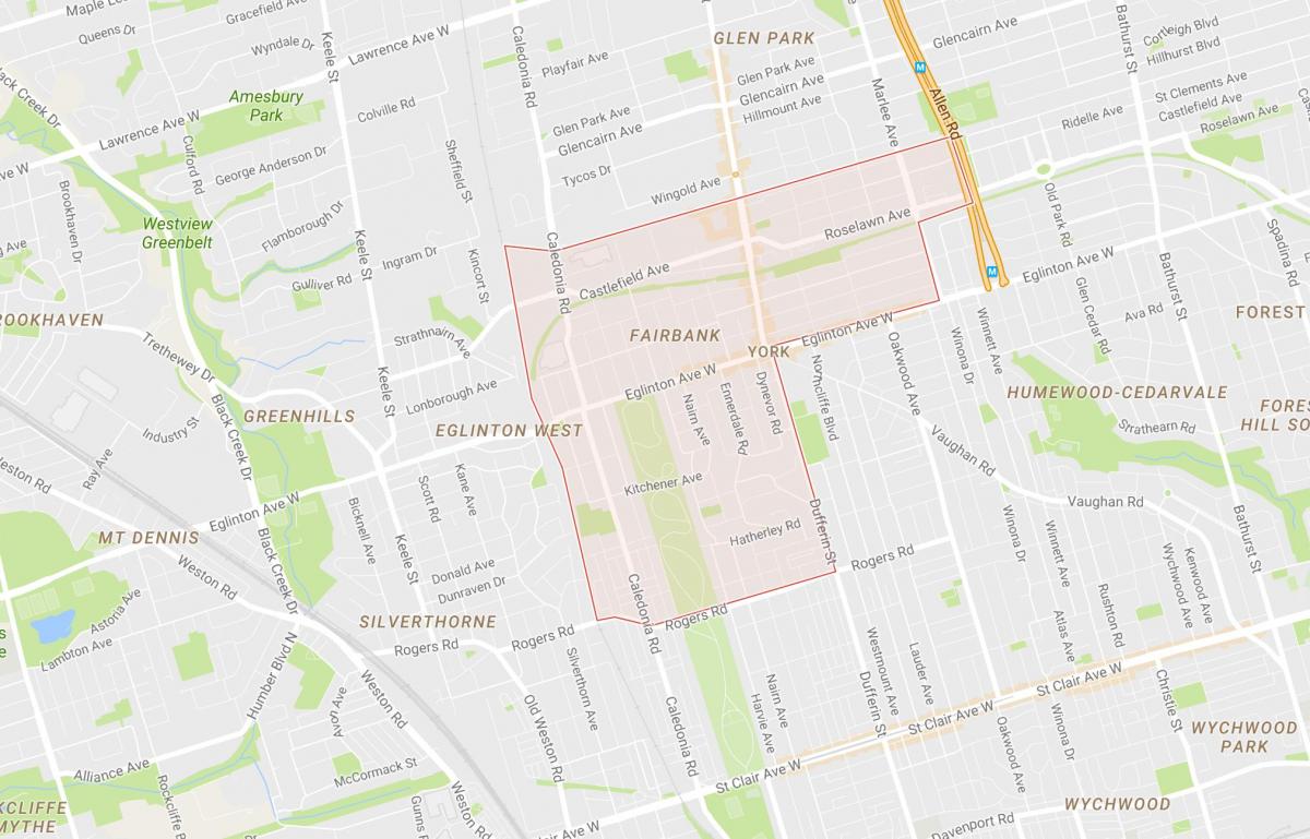 Peta Fairbank kejiranan Toronto
