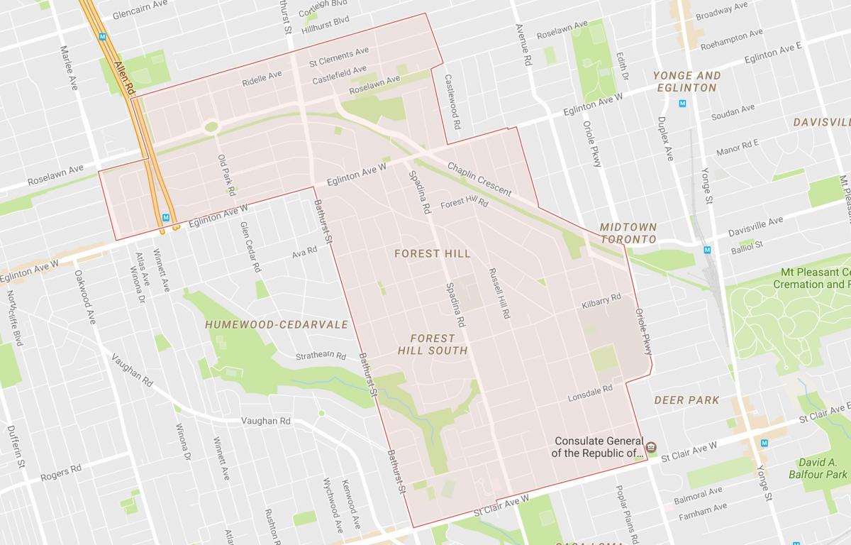 Peta Forest Hill kejiranan Toronto