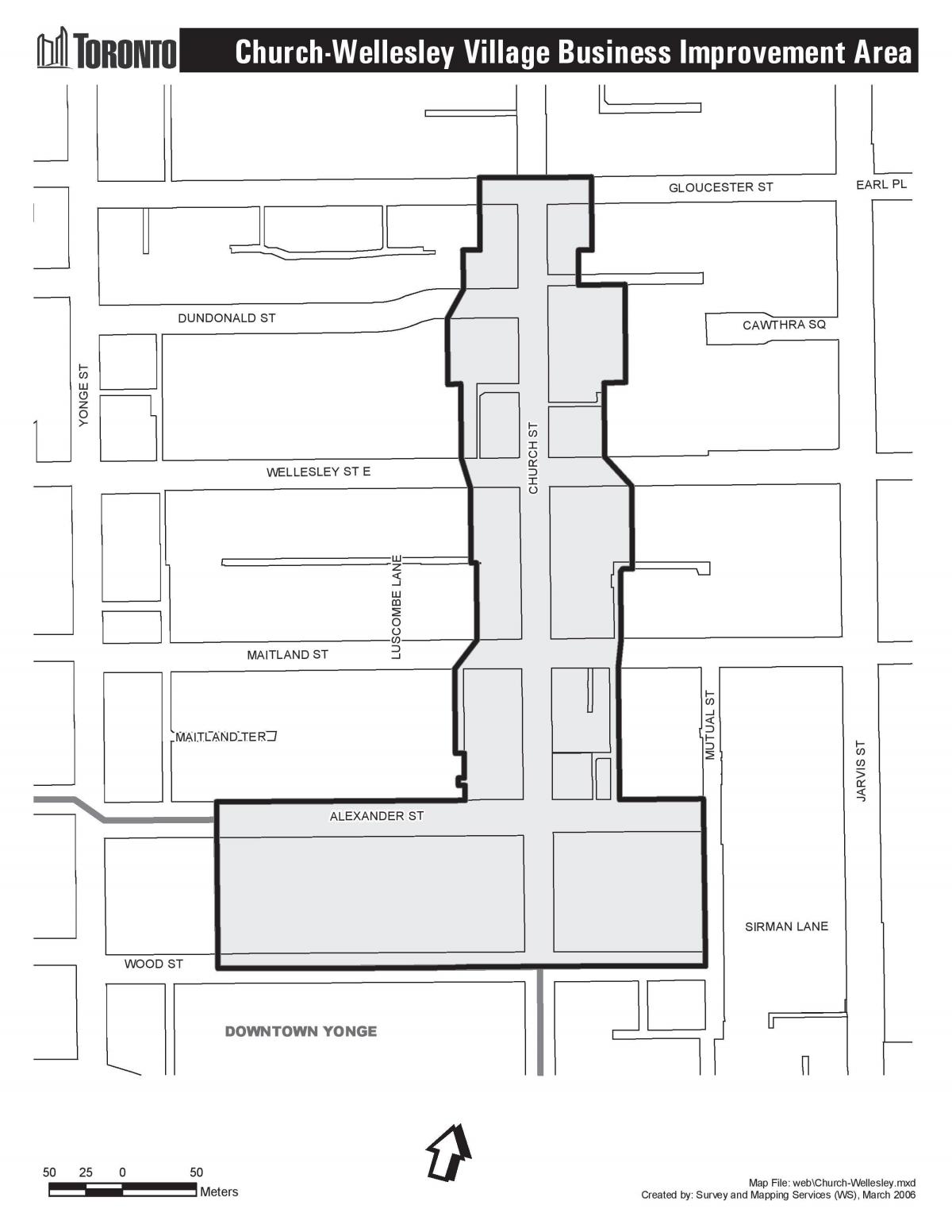 Peta Gereja-Wellesley Kampung Peningkatan perniagaan Kawasan Toronto