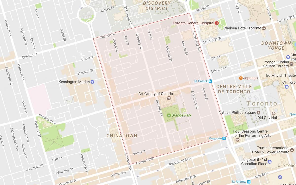 Peta Grange Park lingkungan Toronto