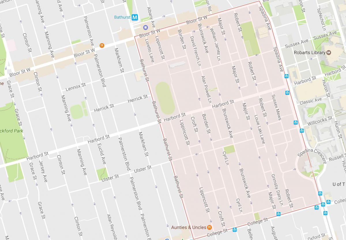 Peta Harbord Kampung kejiranan Toronto