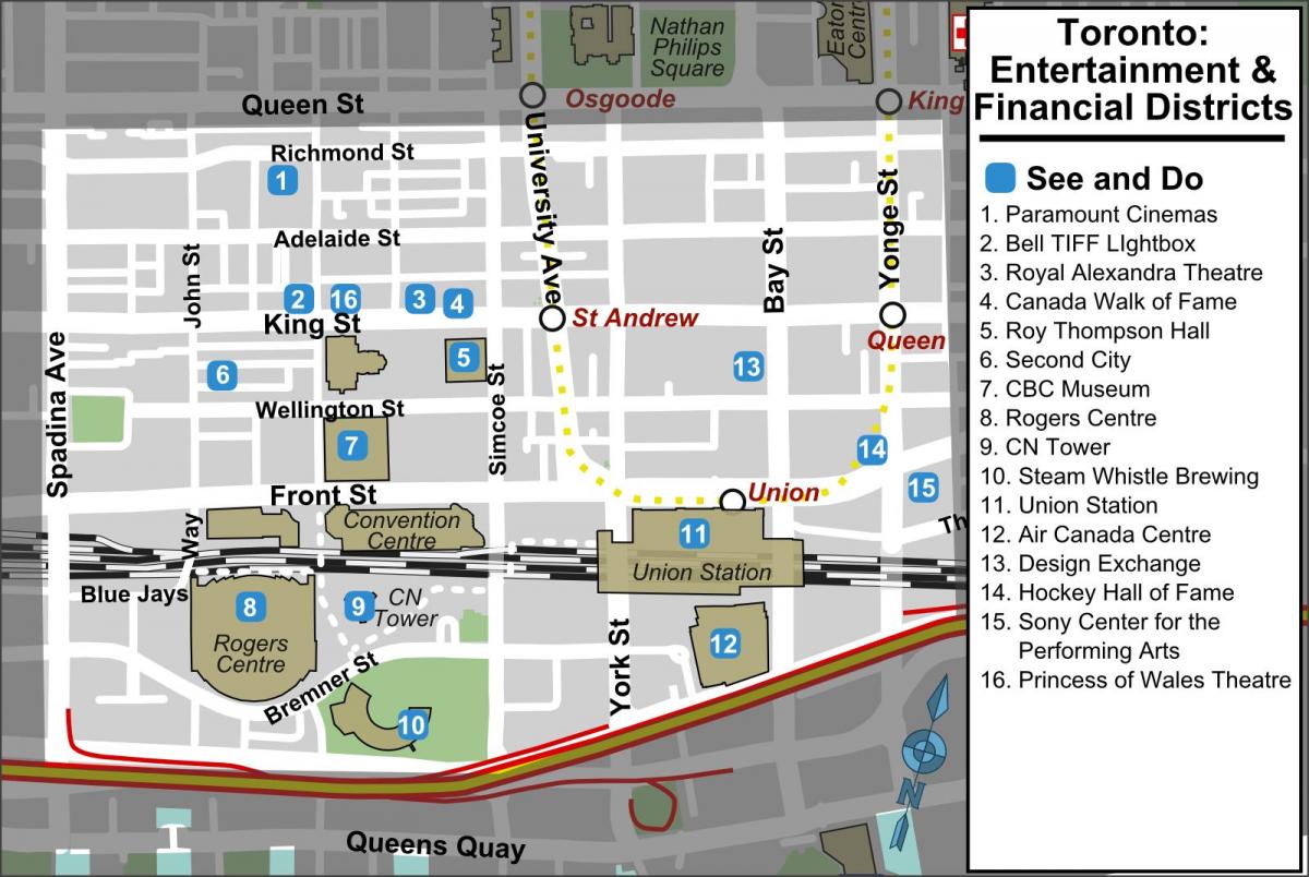 Peta Hiburan dan kewangan daerah Toronto