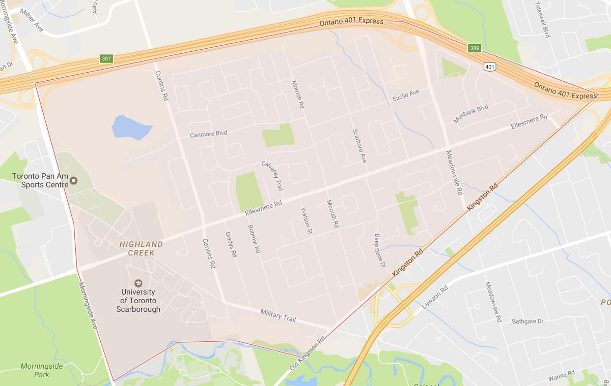 Peta Highland Creek kejiranan Toronto