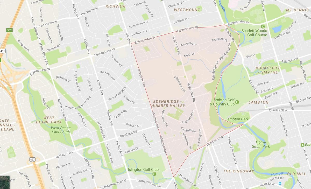 Peta dari Lembah Humber Kampung kejiranan Toronto