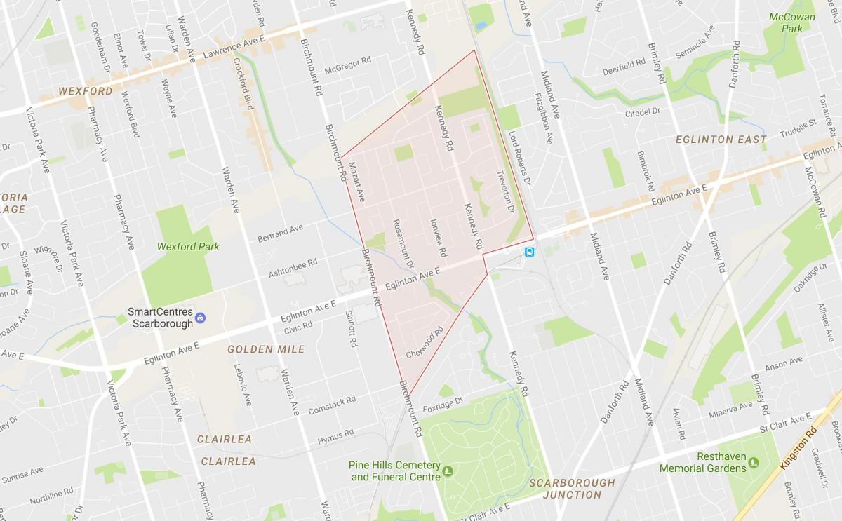 Peta Ionview kejiranan Toronto