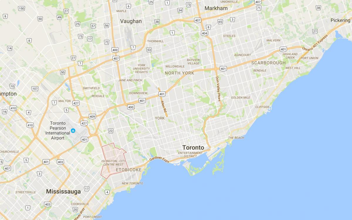 Peta Islington-Pusat Bandar daerah Barat Toronto