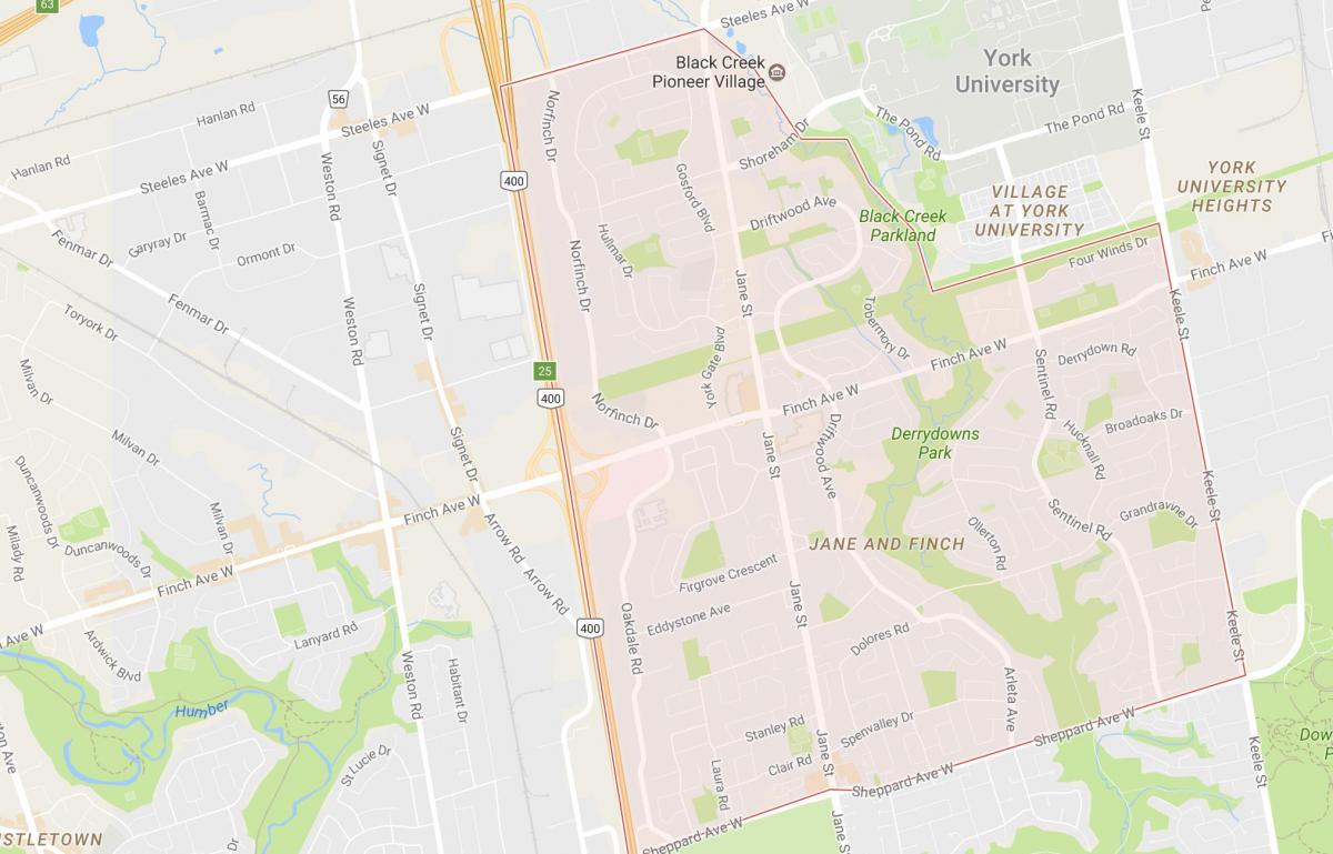 Peta Jane dan Finch kejiranan Toronto