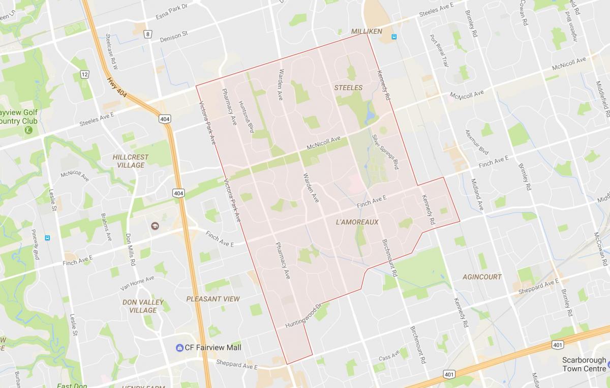 Peta L'Amoreaux kejiranan Toronto