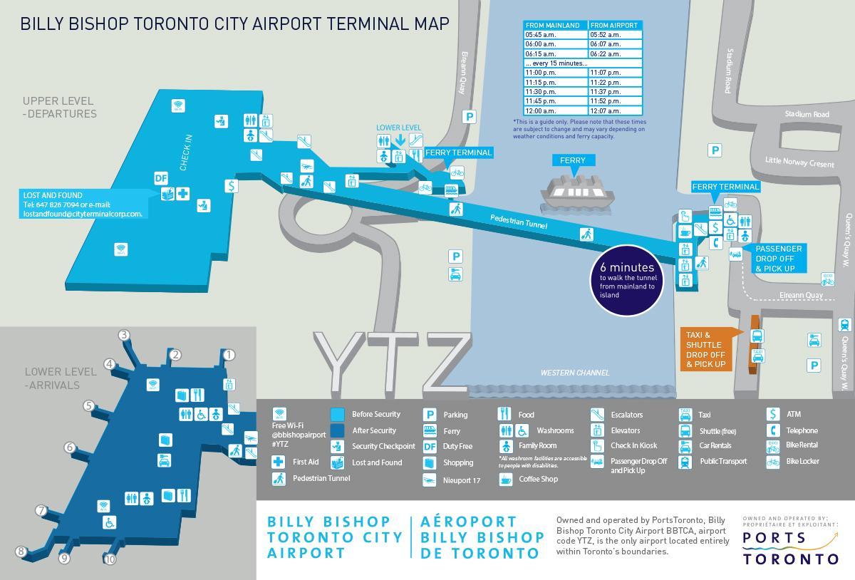 Peta lapangan terbang Billy Bishop Toronto