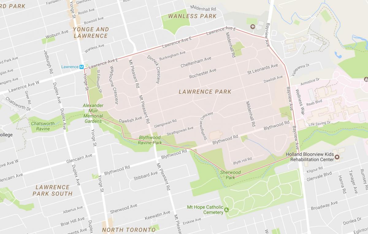 Peta Lawrence Park lingkungan Toronto
