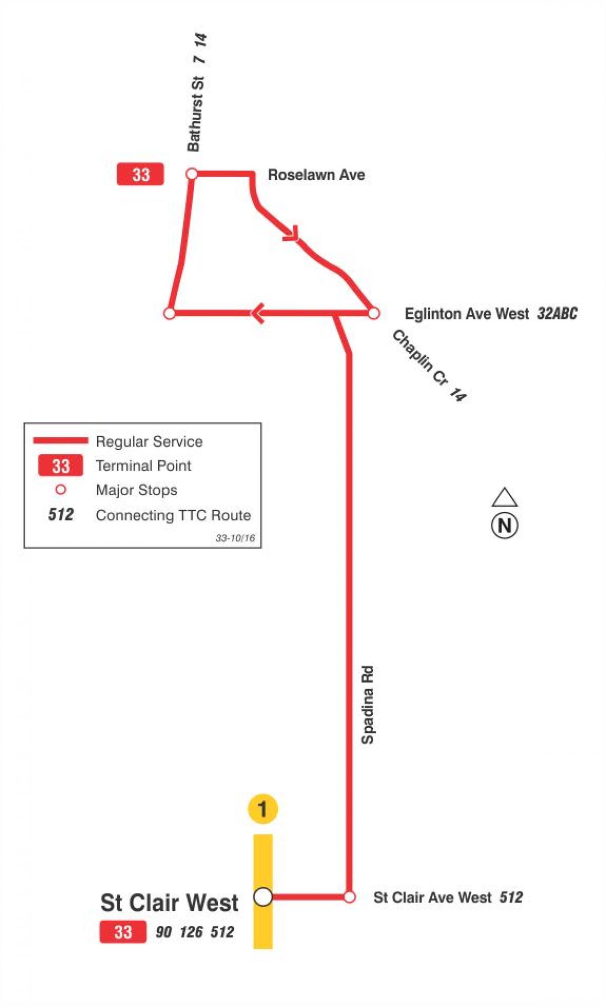 Peta METRO 33 Forest Hill bas laluan Toronto