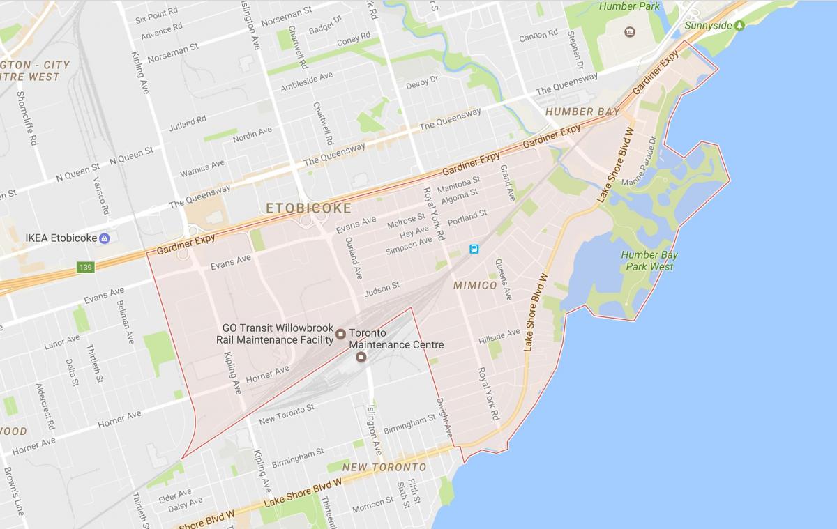 Peta Mimico kejiranan Toronto