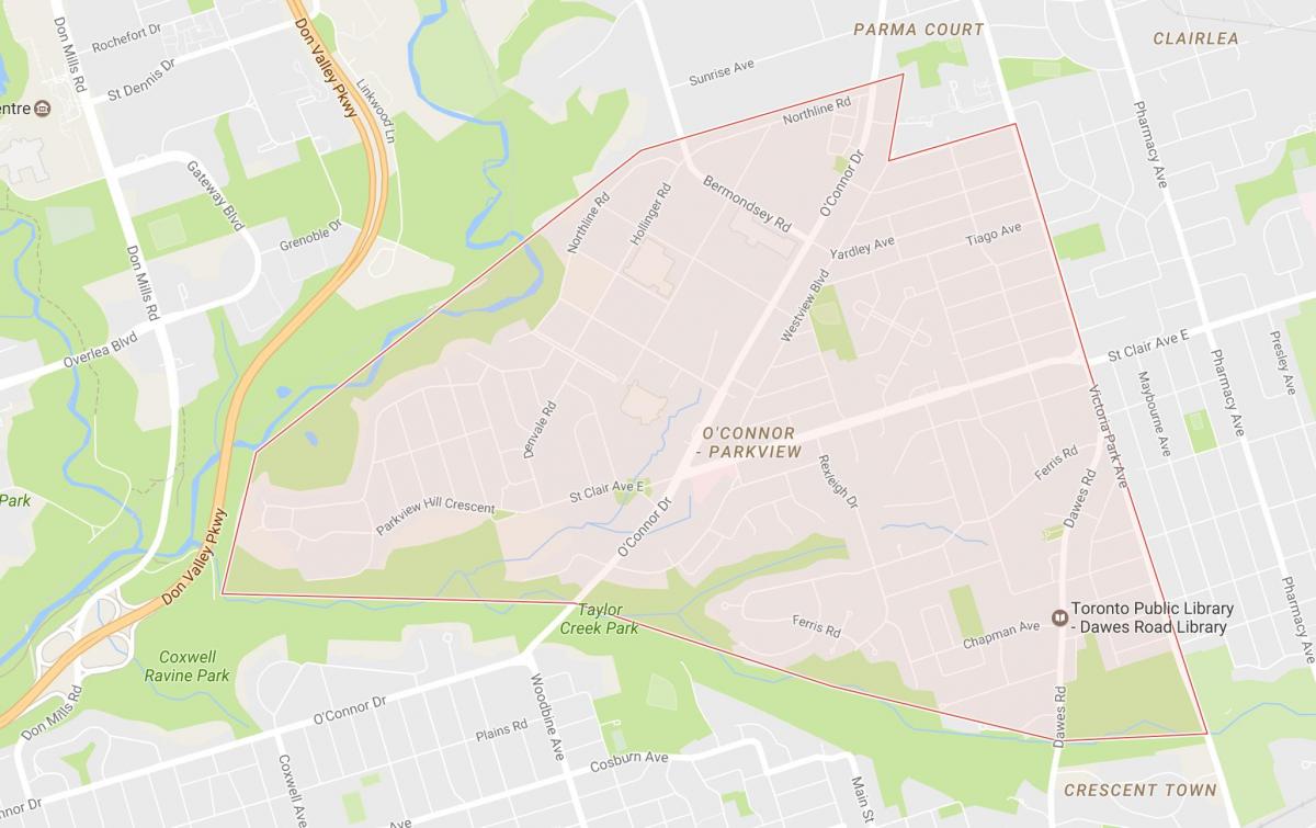 Peta o'connor–Parkview kejiranan Toronto