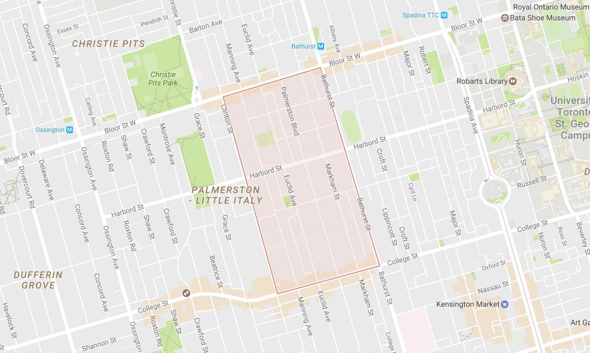 Peta Palmerston kejiranan Toronto