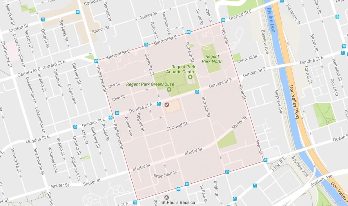 Peta Taman Regent kejiranan Toronto