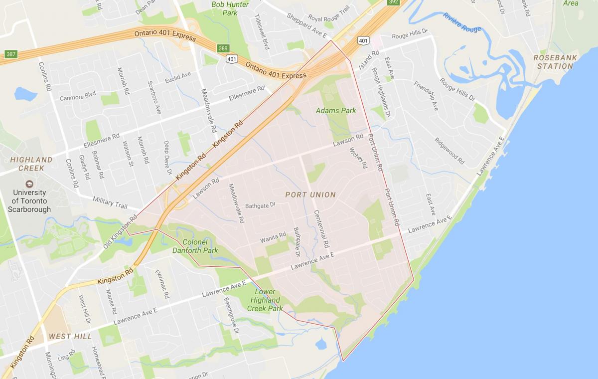 Peta Port Kesatuan kejiranan Toronto