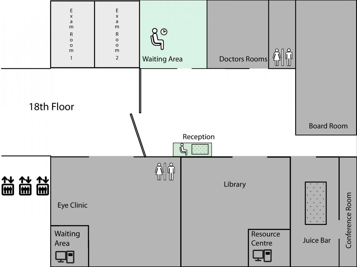 Peta Puteri Margaret Kanser Pusat Toronto lantai 8