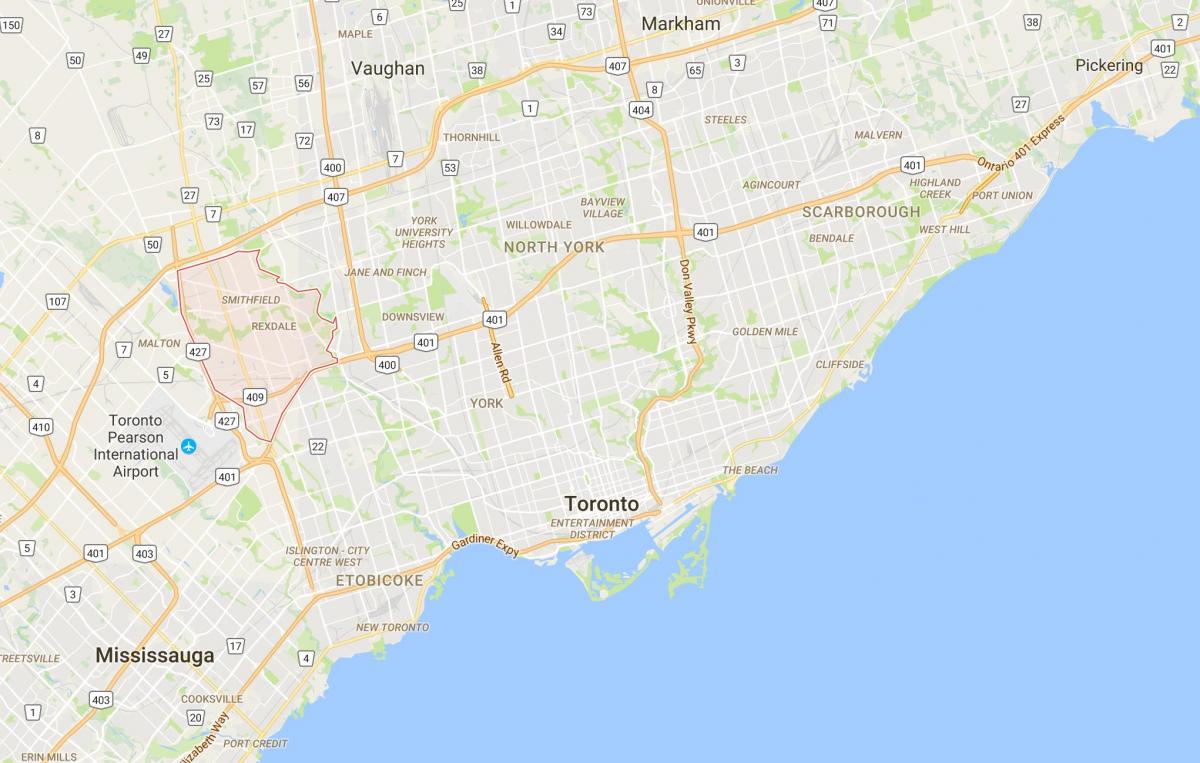 Peta Rexdale daerah Toronto