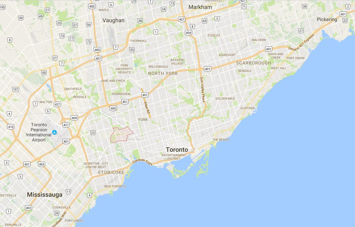 Peta Rockcliffe–Smythe daerah Toronto