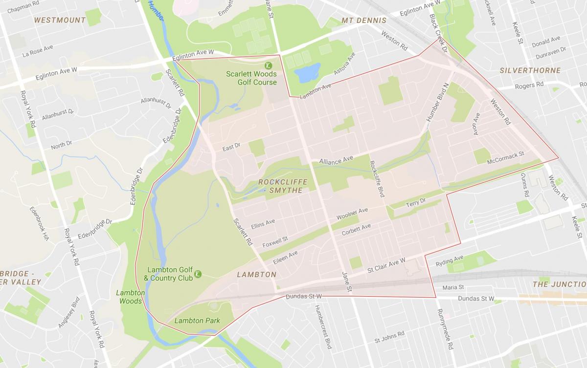 Peta Rockcliffe–Smythe kejiranan Toronto