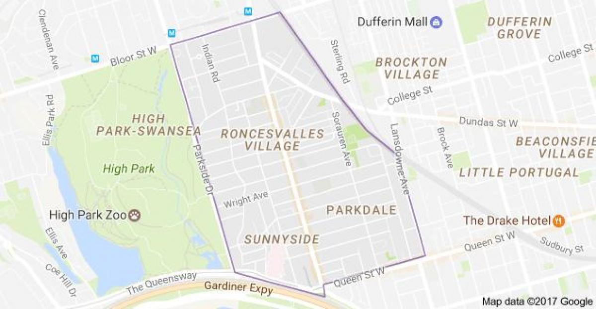 Peta Roncesvalles kampung Toronto