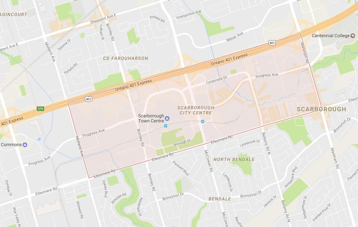 Peta Scarborough Pusat Bandar kejiranan Toronto