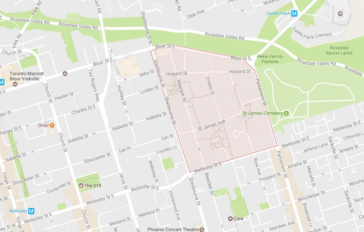 Peta St. James Kota kejiranan Toronto