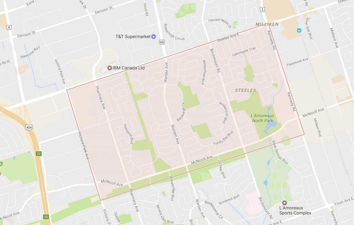 Peta Steeles kejiranan Toronto