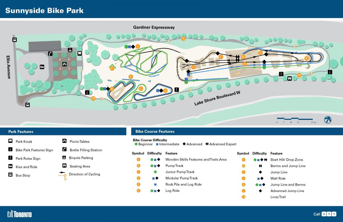 Peta Sunnyside Taman Basikal Toronto