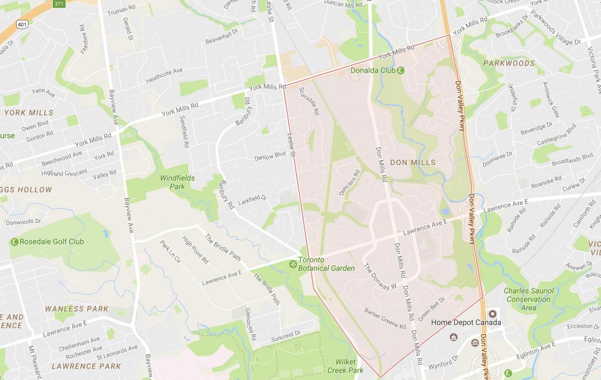 Peta Tak Mills kejiranan Toronto