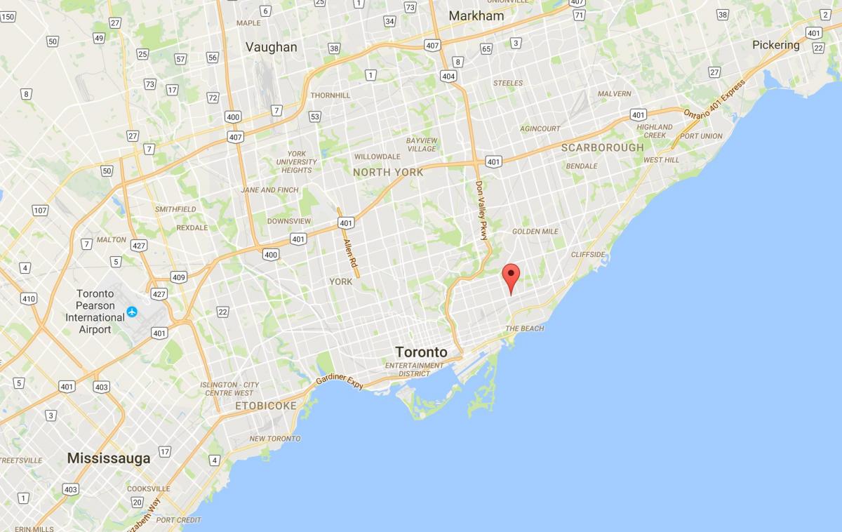 Peta Timur Danforth daerah Toronto